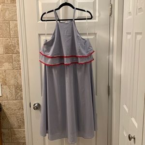 Eloquii, Blue Stripe Cotton Halter Plus Size Dress